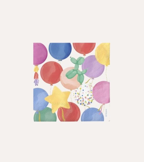 Set de 20 Servilletas de Globos con Doble Capa de Papel