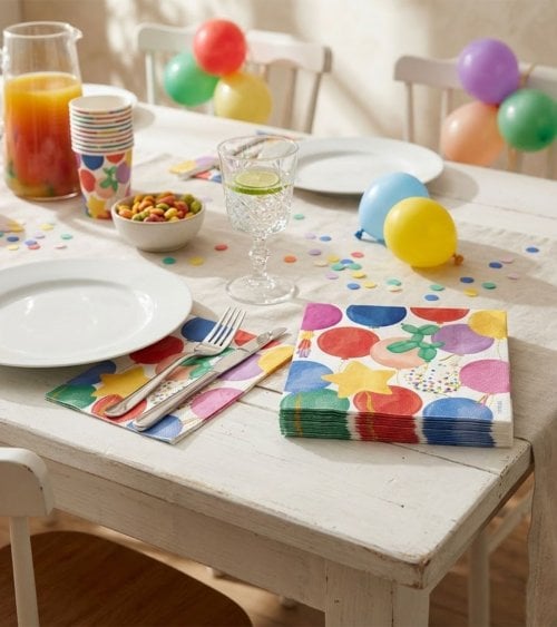 Set de 20 Servilletas de Globos con Doble Capa de Papel