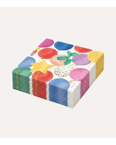 Set de 20 Servilletas de Globos con Doble Capa de Papel