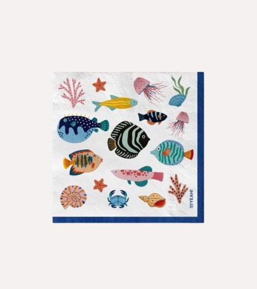 Set de 20 Servilletas de Peces con Doble Capa de Papel