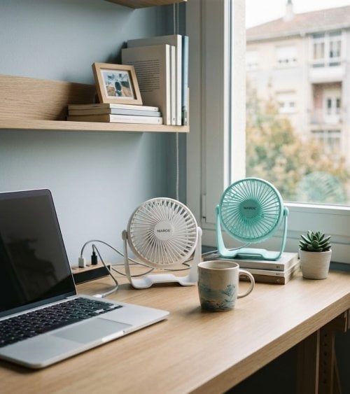 Ventilador de Mesa USB con 4 Aspas y 2 Velocidades de Polipropileno