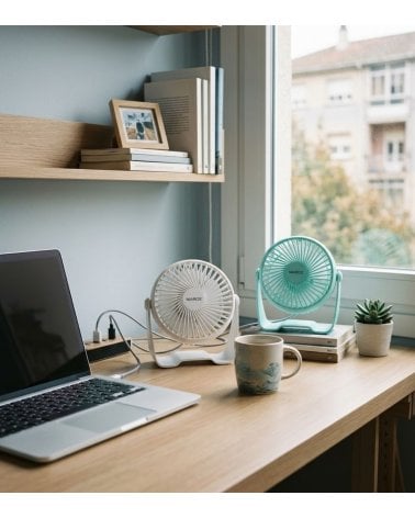 Ventilador de Mesa USB con 4 Aspas y 2 Velocidades de Polipropileno
