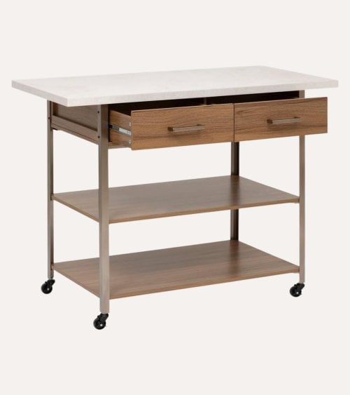 Isla de Cocina Come con 2 Cajones de Madera y Marmol