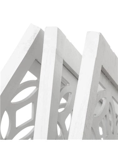 Biombo Plegable de Tres Hojas de Madera de Paulonia Blanco