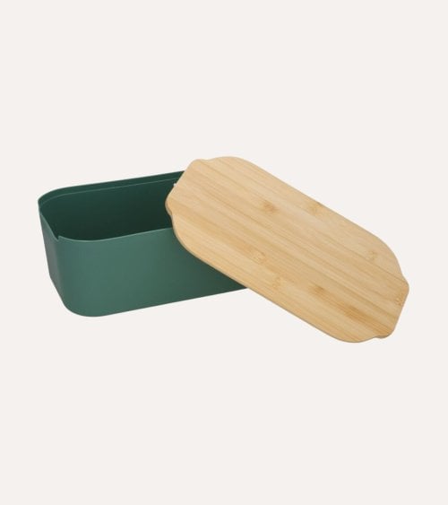 Panera Moderna de Plástico con Tapa de Bambú