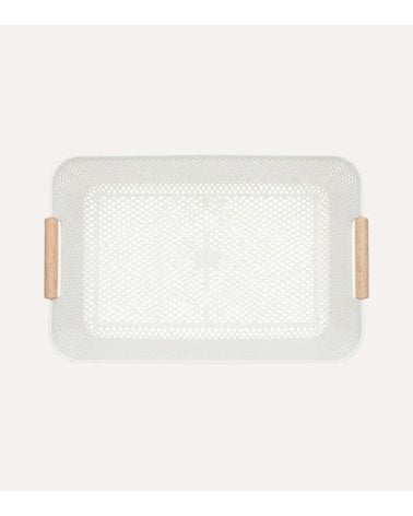 Cesta de Rejilla con Asa de Madera de Plástico