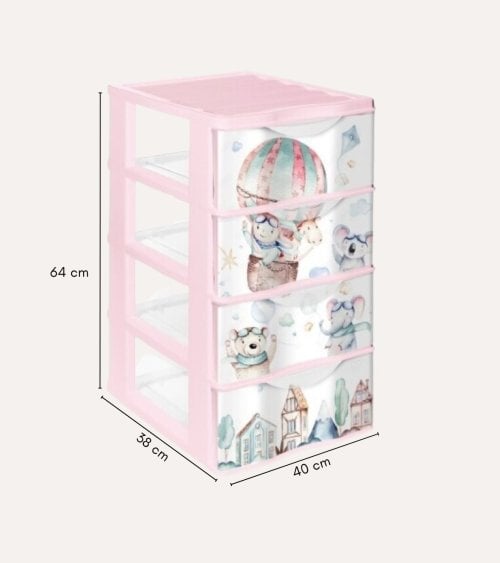 Cajonera Infantil Wagon de 4 Cajones de Plástico
