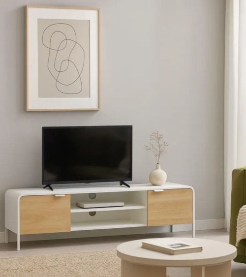 Mueble de TV con 2 puertas y 2 Estantes de MDF