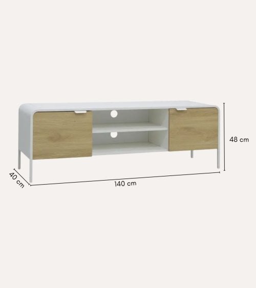 Mueble de TV con 2 puertas y 2 Estantes de MDF