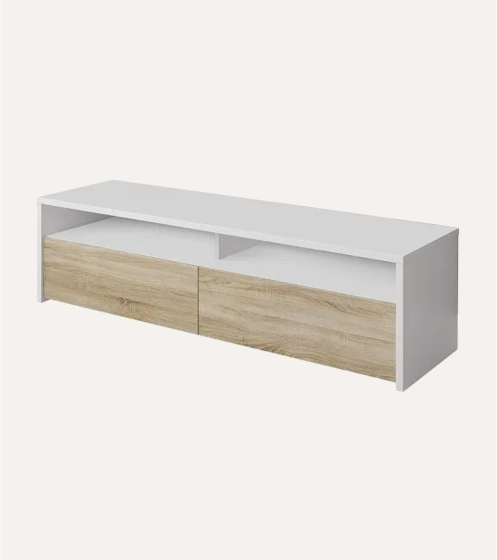 Mueble de TV Kioto con 2 Estantes y 2 Puertas de Melamina