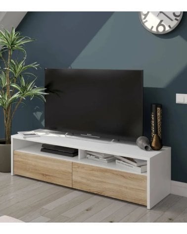 Mueble de TV Kioto con 2 Estantes y 2 Puertas de Melamina