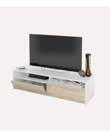 Mueble de TV Kioto con 2 Estantes y 2 Puertas de Melamina