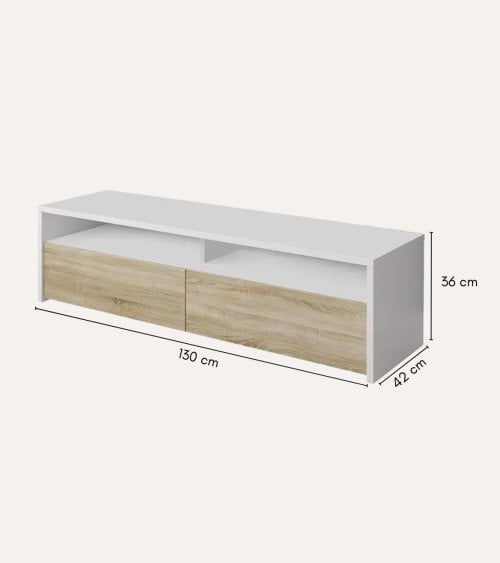 Mueble de TV Kioto con 2 Estantes y 2 Puertas de Melamina