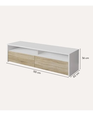 Mueble de TV Kioto con 2 Estantes y 2 Puertas de Melamina