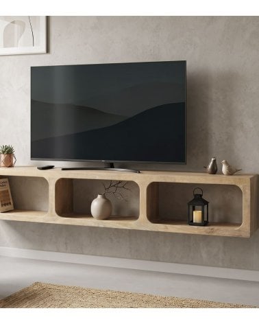 Mueble de TV con 3 Estantes de Madera de Madera de Acacia