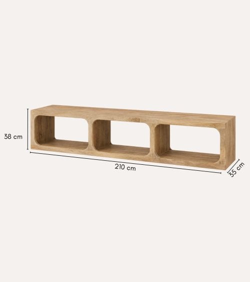 Mueble de TV con 3 Estantes de Madera de Madera de Acacia