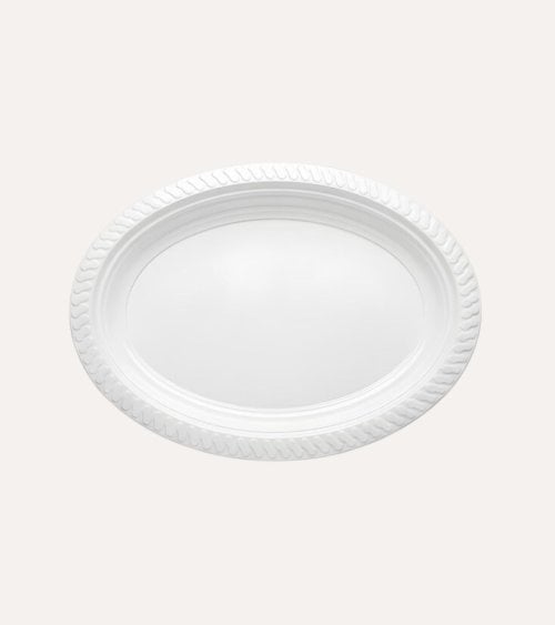 Set de 3 Platos Ovalados Grandes Reutilizables de Poliestireno