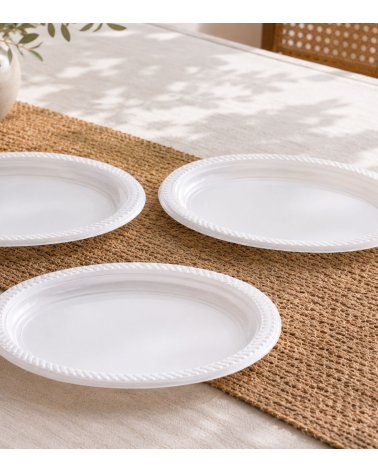 Set de 3 Platos Ovalados Grandes Reutilizables de Poliestireno