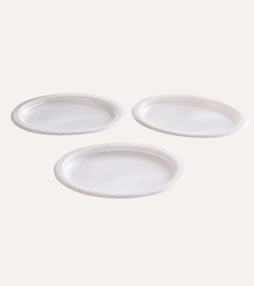 Set de 3 Platos Ovalados Grandes Reutilizables de Poliestireno