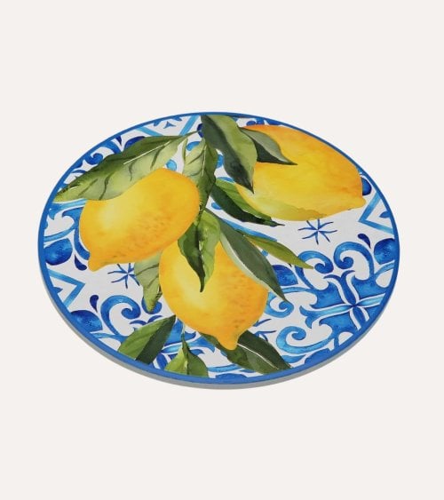 Salvamantel de Limones de Cerámica con Base de Corcho