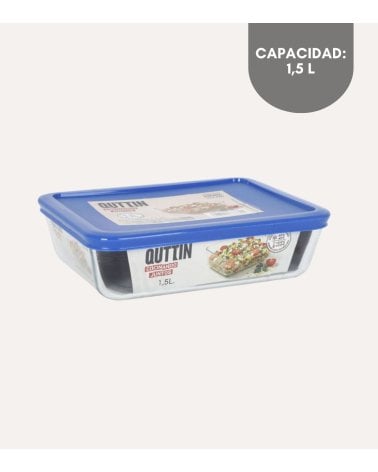 Fuente Rectangular de Vidrio con Tapa de Plástico