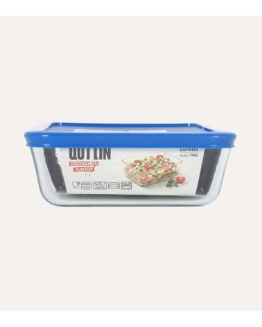 Fuente Rectangular de Vidrio con Tapa de Plástico