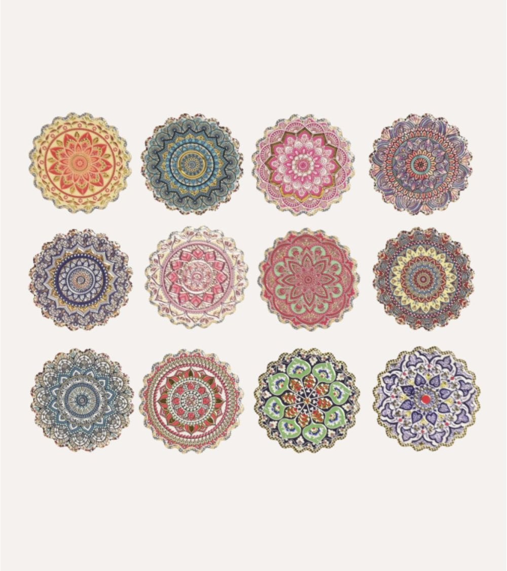 Posavaso Redondo Mandala de Cerámica Dolomite y Base de Corcho