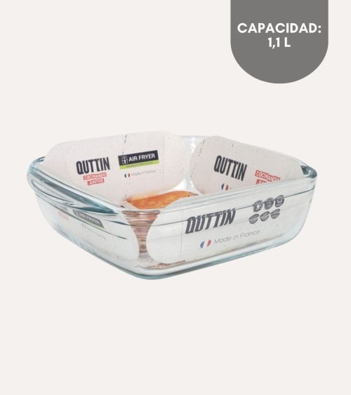 Fuenta Cuadrada con Asas de Vidrio de Borosilicato
