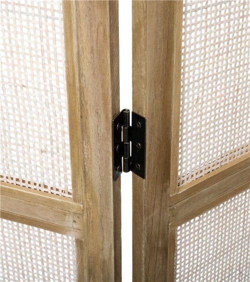 Biombo Plegable de Tres Hojas de Rejilla de Ratán