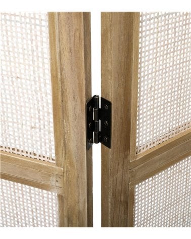 Biombo Plegable de Tres Hojas de Rejilla de Ratán