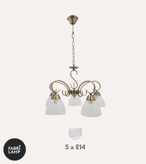 Lámpara Colgante Jaipur de Cristal y Metal con 5 focos