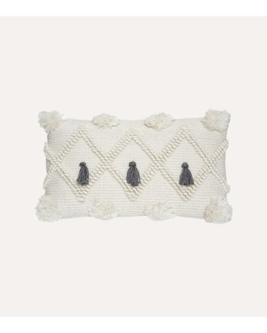 Cojín Rectangular con Flecos de Material Reciclado
