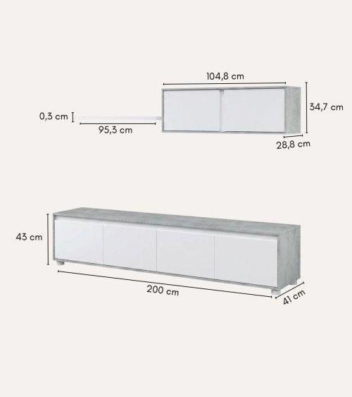 Composición de Salón Alida de Melamina de 3 Piezas