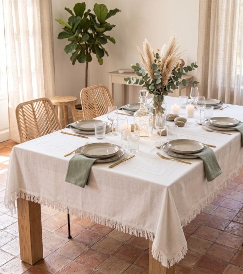 Mantel con Flecos Maha de Algodón