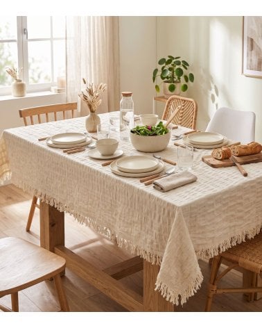 Mantel Ysel con Flecos Rectangular de Algodón