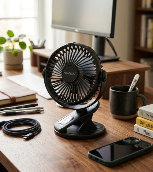 Ventilador de Mesa con Pinza Fune 3W de Plástico con 5 Aspas
