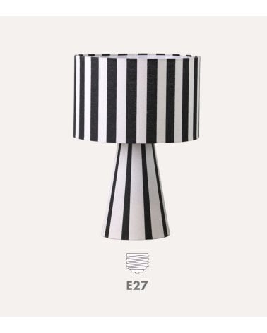 Lámpara de Mesa de Rayas de Lino