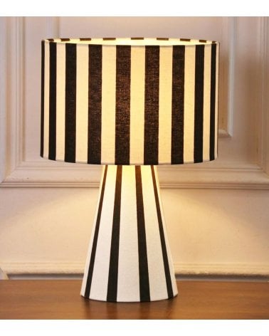 Lámpara de Mesa de Rayas de Lino