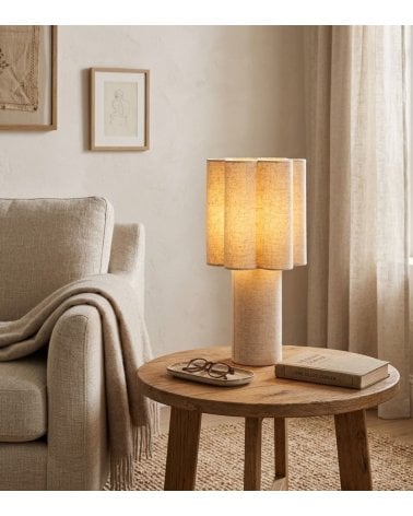Lampara de Mesa de Flor de Metal y Papel