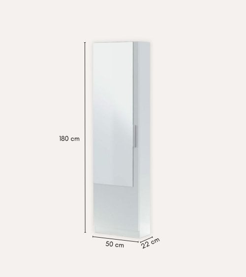 Zapatero Kristal de 1 Puerta con Espejo de Melamina