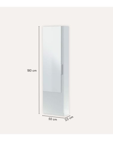 Zapatero Kristal de 1 Puerta con Espejo de Melamina