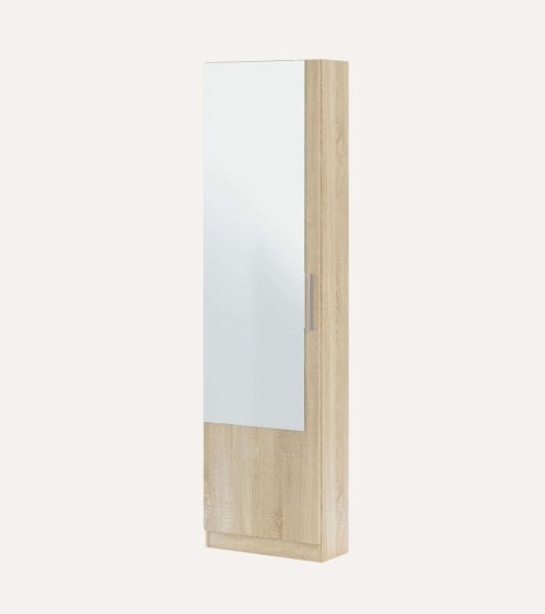Zapatero Kristal de 1 Puerta con Espejo de Melamina