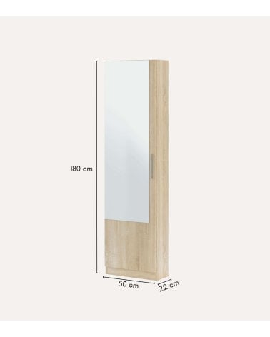 Zapatero Kristal de 1 Puerta con Espejo de Melamina