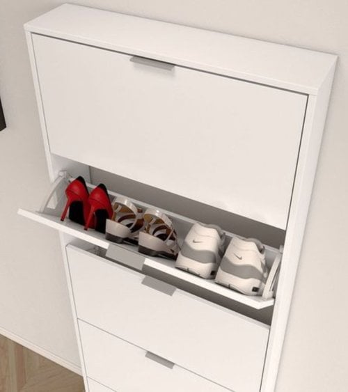 Zapatero Estrecho con 5 Puertas Abatibles de Melamina
