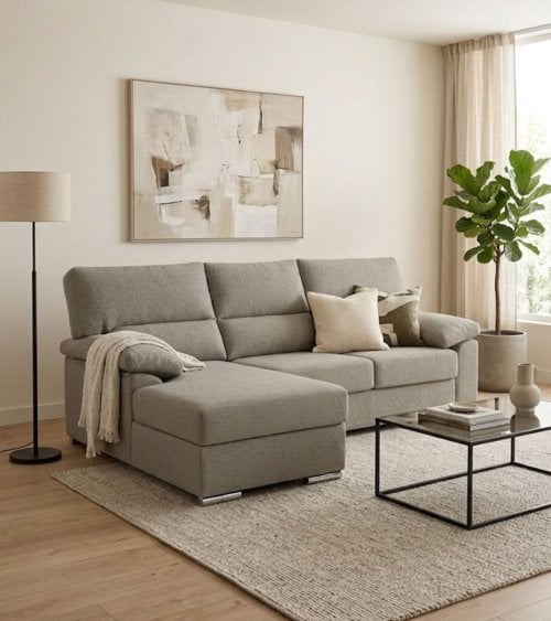 Sofa Chaise Longe Turin Reversible de 3 Plazas Tavira de Madera de Pino