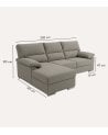 Sofa Chaise Longe Turin Reversible de 3 Plazas Tavira de Madera de Pino