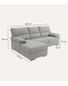Sofa Chaise Longe Turin Reversible de 3 Plazas Tavira de Madera de Pino