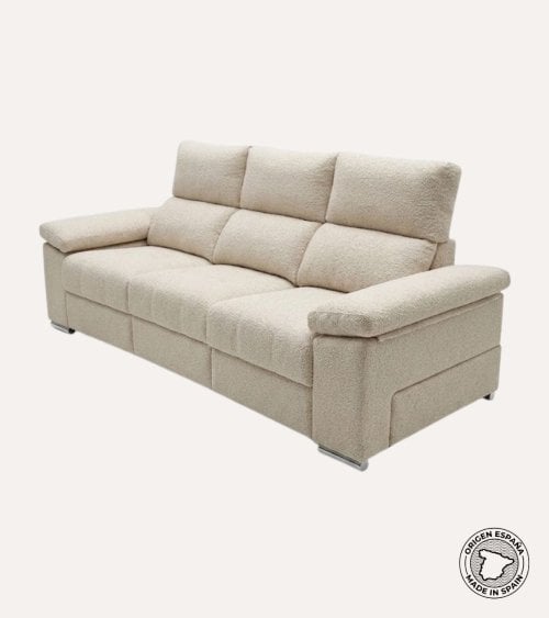 Sofa Sar de 3 Plazas Tavira de Madera de Pino con Asientos y Brazos Deslizantes