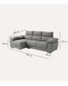 Sofá Chaise Longue Duna de 4 Plazas Sintra con Arcon de Madera de Pino