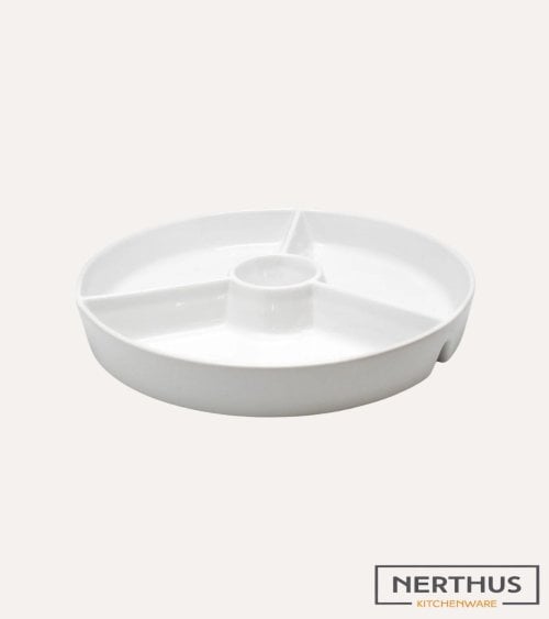 Bandeja para Snaks de Porcelana Redondo